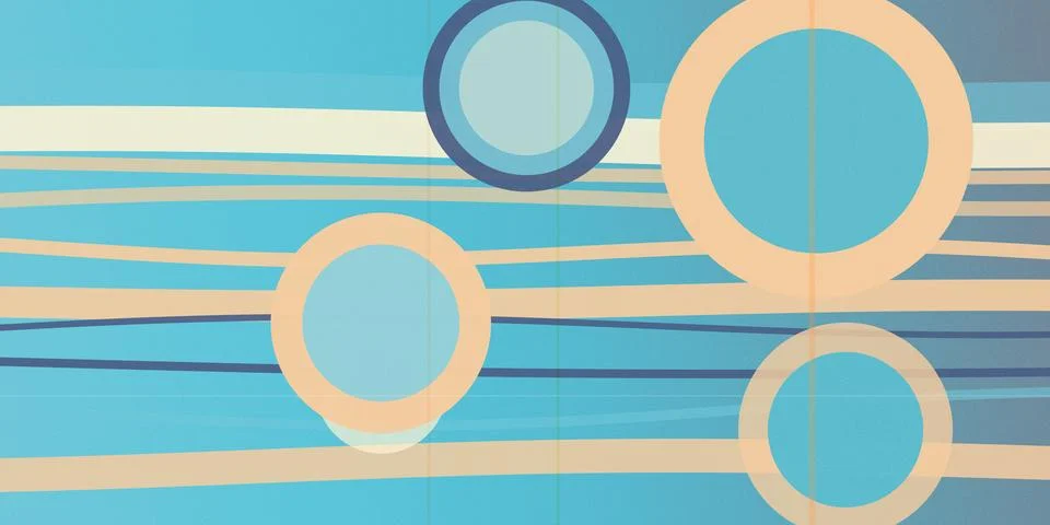 Abstract geometric background with overlapping circles and horizontal strip.. Stock Illustration