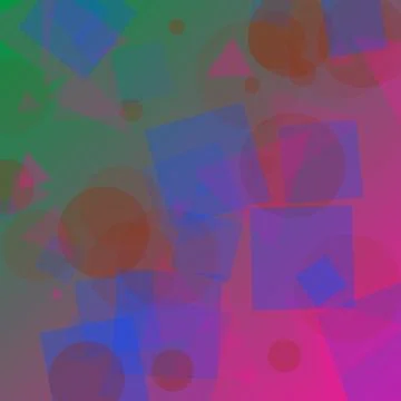 Abstract Geometric Background with Overlapping Colorful Squares Circles and.. Stockillustratie