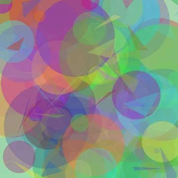 Abstract geometric background with overlapping colorful circles and triangl.. Illustration