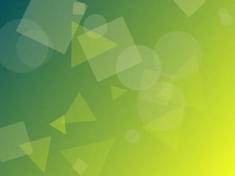Abstract Geometric Background with Overlapping Green and Yellow Squares Cir.. Stock Illustration