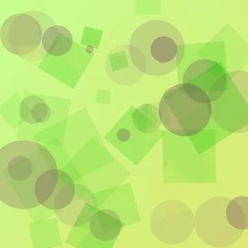 Abstract Geometric Background with Overlapping Green Circles and Squares on.. Stock Illustration