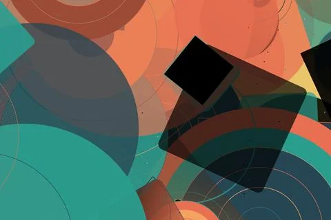 Abstract Geometric Background with Overlapping Shapes and Vibrant Colors Stock Illustration