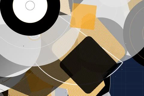 Abstract Geometric Background with Overlapping Shapes and Stripes Stock Illustration