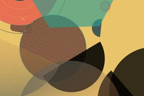 Abstract Geometric Background with Overlapping Shapes and Patterns Stock Illustration