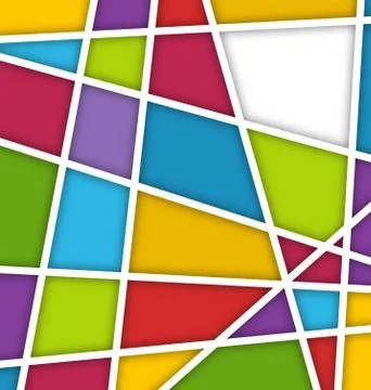 Abstract Geometric Background with Paper Lines and Colorful Polygonal Shapes Stock Illustration