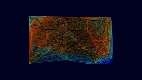 Abstract geometric background pattern of interconnected red and blue lines Stock Footage 341055416