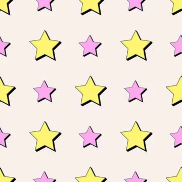 Abstract geometric background with pink and yellow stars. Stock Illustration