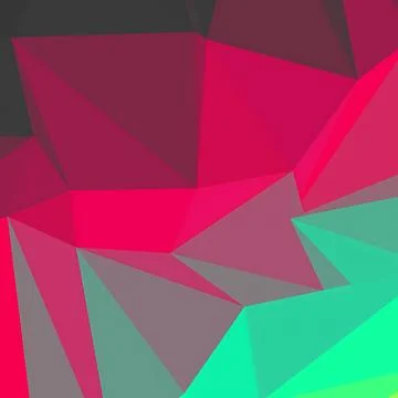 Abstract Geometric Background with Pink and Teal Low Poly Triangles イラスト素材