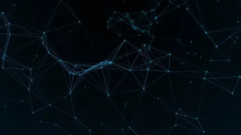 Abstract geometric background with plexus. Neon blue signboard. HUD Element. Stock Footage 79089500