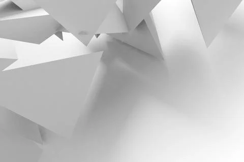 Abstract geometric background, random white triangular objects, 3 d Stock Illustration