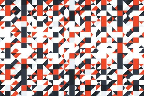 Abstract geometric background with red, dark blue and white triangles and square Stock Illustration