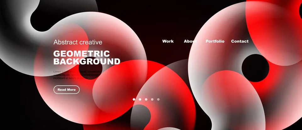 Abstract geometric background. Red, white shapes overlap dark space. Navigati Stock Illustration