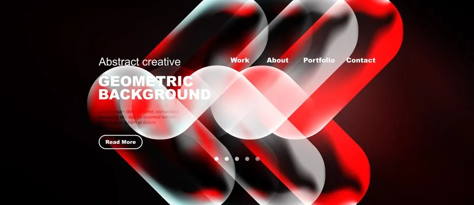 Abstract geometric background. Red, white shapes overlap. Website header Stock Illustration