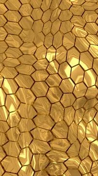 Abstract geometric background with reflective gold hexagonal shapes resembl.. Stock Illustration