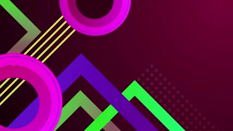 Abstract geometric background with rings diagonal lines and zigzag shapes a.. Stock Footage 339285494