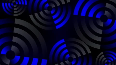 Abstract geometric background with rotating orange and black concentric circles, Stock Footage 327909640