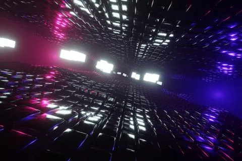 Abstract geometric background sci-fi construction of metalic cubes or space s Stock Illustration