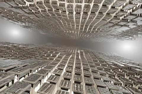 Abstract geometric background sci-fi construction of silver cubes or space st Illustrazione stock