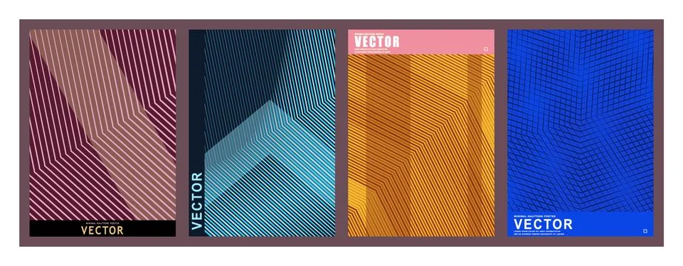 Abstract geometric background set. Featuring diagonal striped patterns in p.. Stock Illustration