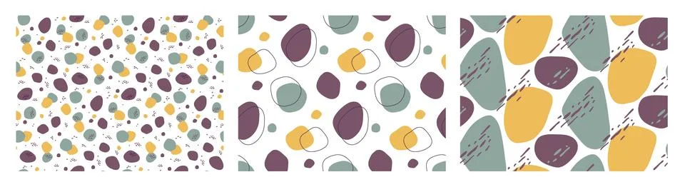 Abstract geometric background set. Three pattern collection. Seamless pattern Stock Illustration