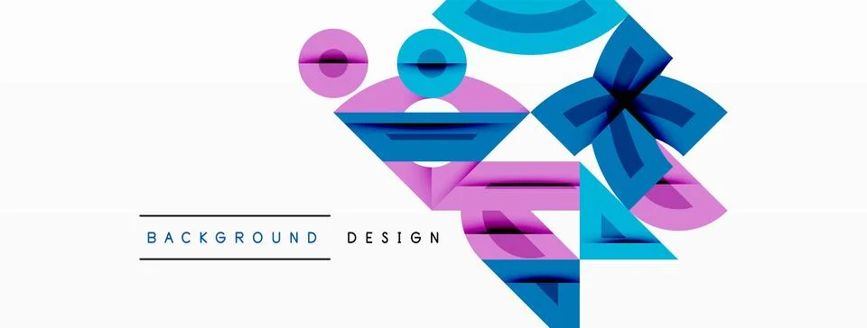 Abstract geometric background with shapes, featuring circular and rounded Stock Illustration