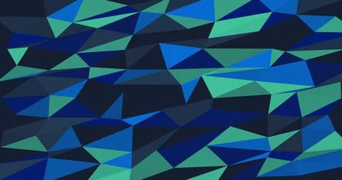 Abstract geometric background with sharp triangles in shades of blue and gree Illustrazione stock