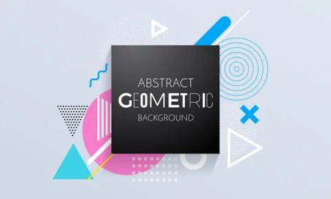 Abstract geometric background of square, circle and triangle color elements f 스톡 일러스트