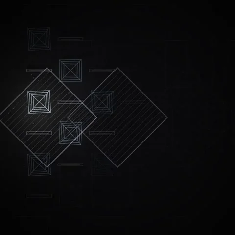 Abstract geometric background with squares and lines on black Stock Footage 346283807