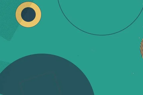 Abstract Geometric Background with Teal and Mustard Yellow Shapes Stock Illustration