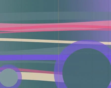 Abstract geometric background with teal, purple, and pink stripes plus circ.. Stock Illustration
