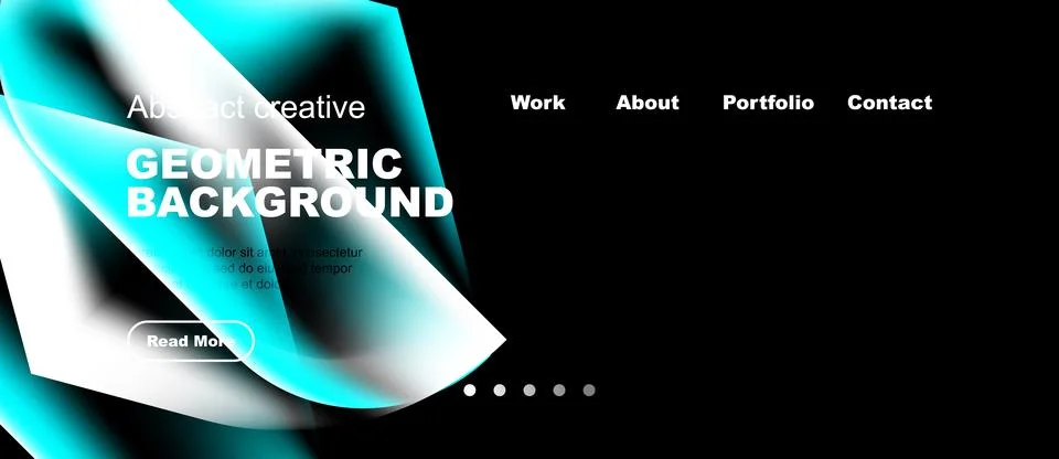 Abstract geometric background with text elements. Navigation menu present. Da Ilustración de archivo