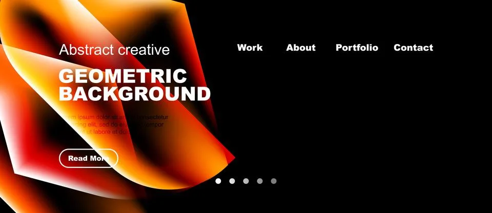 Abstract geometric background with text, navigation menu, plus dots. Orange.. Stock Illustration