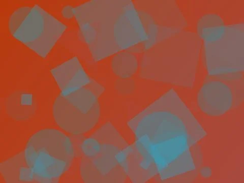Abstract Geometric Background with Translucent Circles and Squares on Burnt.. Stock Illustration