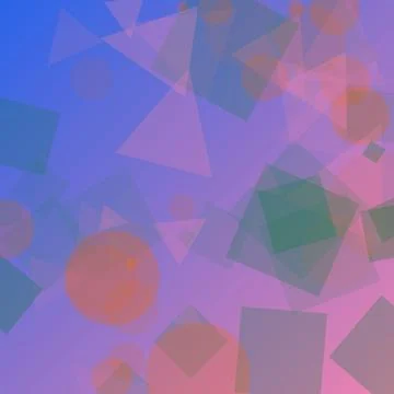 Abstract Geometric Background with Translucent Shapes on Blue and Pink Gradie 스톡 일러스트