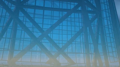Abstract geometric background with transparent blue glass moving shapes Stock Footage 83541555