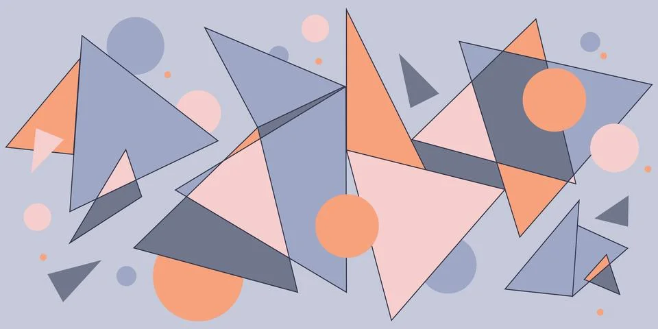 Abstract geometric background with triangles and circles. Modern pastel vector Stockillustratie