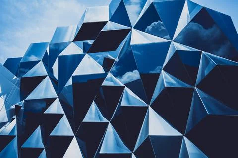Abstract geometric background with triangles and buildings cells 스톡 사진