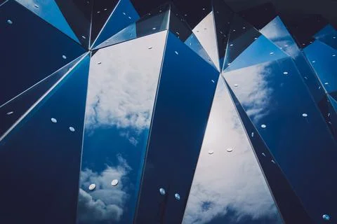 Abstract geometric background with triangles and buildings cells 스톡 사진