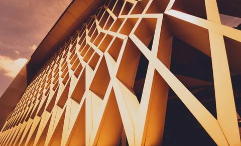 Abstract geometric background with triangles and buildings cells 스톡 사진