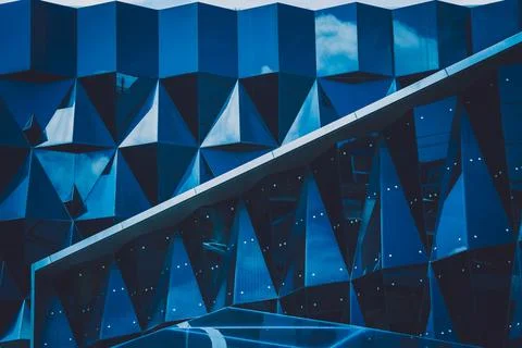 Abstract geometric background with triangles and buildings cells 库存照片