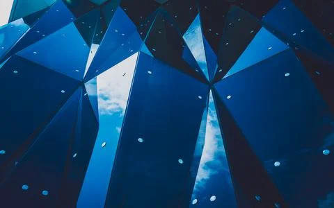 Abstract geometric background with triangles and buildings cells 스톡 사진