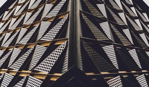 Abstract geometric background with triangles and buildings cells 스톡 사진