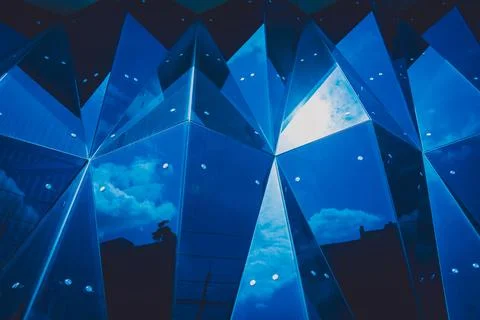 Abstract geometric background with triangles and buildings cells 库存照片