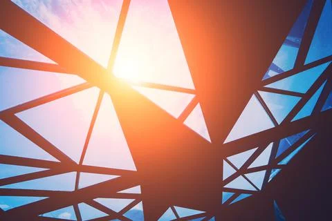 Abstract geometric background with triangles and buildings cells 库存照片