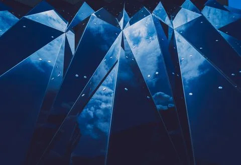 Abstract geometric background with triangles and buildings cells 库存照片