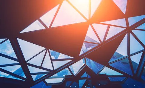 Abstract geometric background with triangles and buildings cells 库存照片