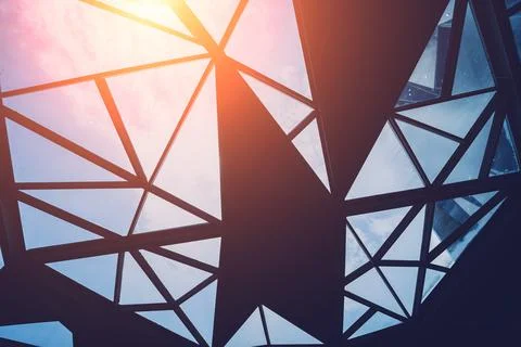 Abstract geometric background with triangles and buildings cells 스톡 사진