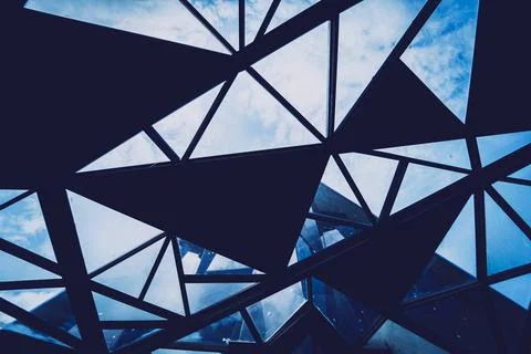 Abstract geometric background with triangles and buildings cells 库存照片