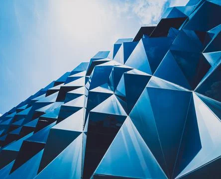 Abstract geometric background with triangles and buildings cells 스톡 사진