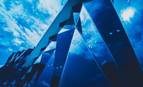 Abstract geometric background with triangles and buildings cells 스톡 사진
